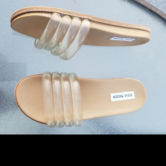 Steve Madden Shoes - Steve Madden Clear Strap Tan Slide Sandals